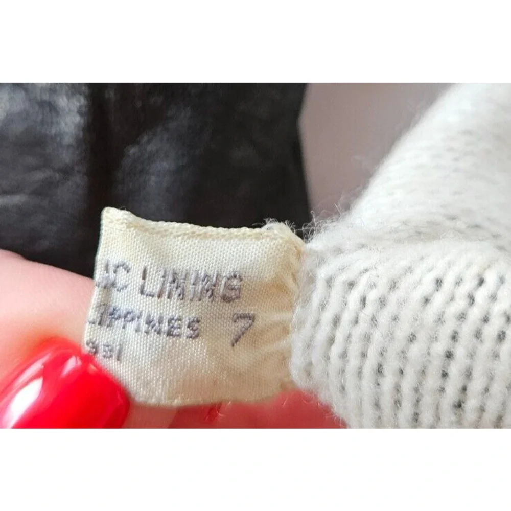 Vintage Womens‎ Hand Gloves Size 7 Black Soft Leather Full Finger Lined 1960s